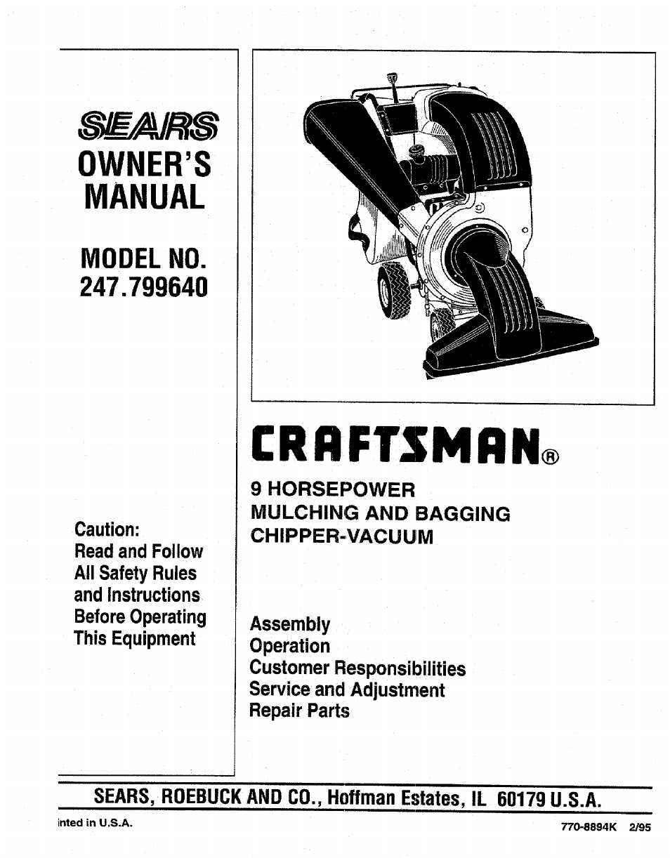 Craftsman 247.799640 User Manual | 31 pages