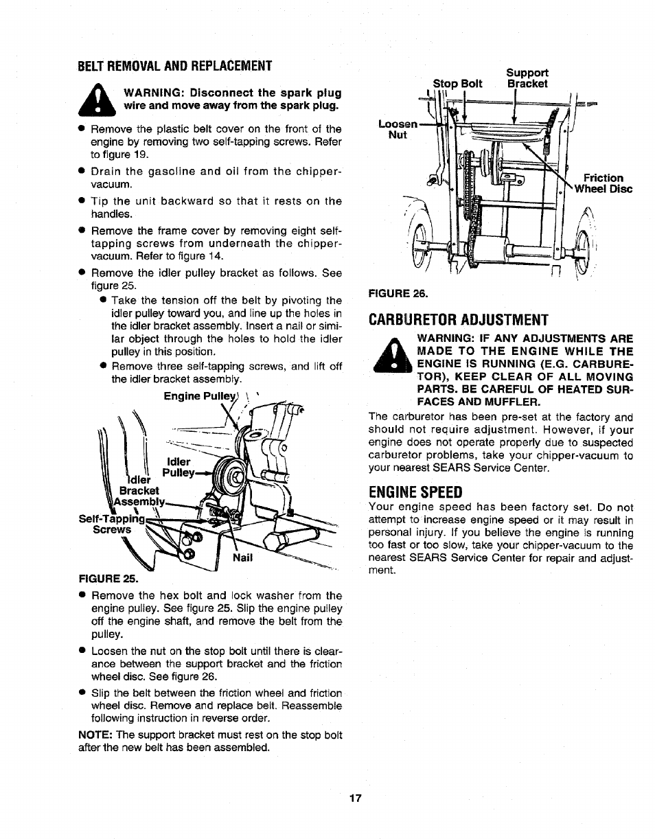 Carburetor adjustment, Engine speed | Craftsman 247.799640 User Manual | Page 17 / 31