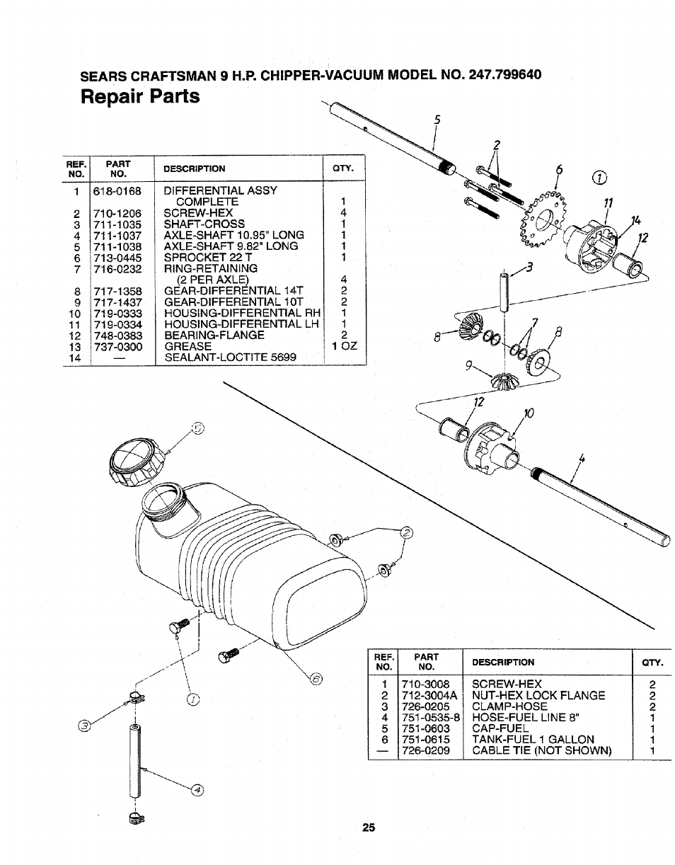 Repair parts | Craftsman 247.799640 User Manual | Page 25 / 31