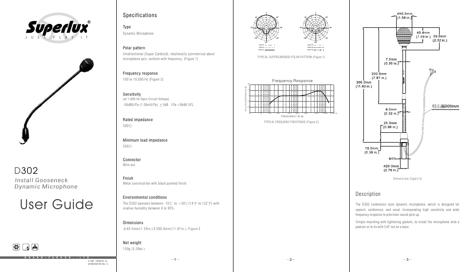 Superlux D302 User Manual | 2 pages