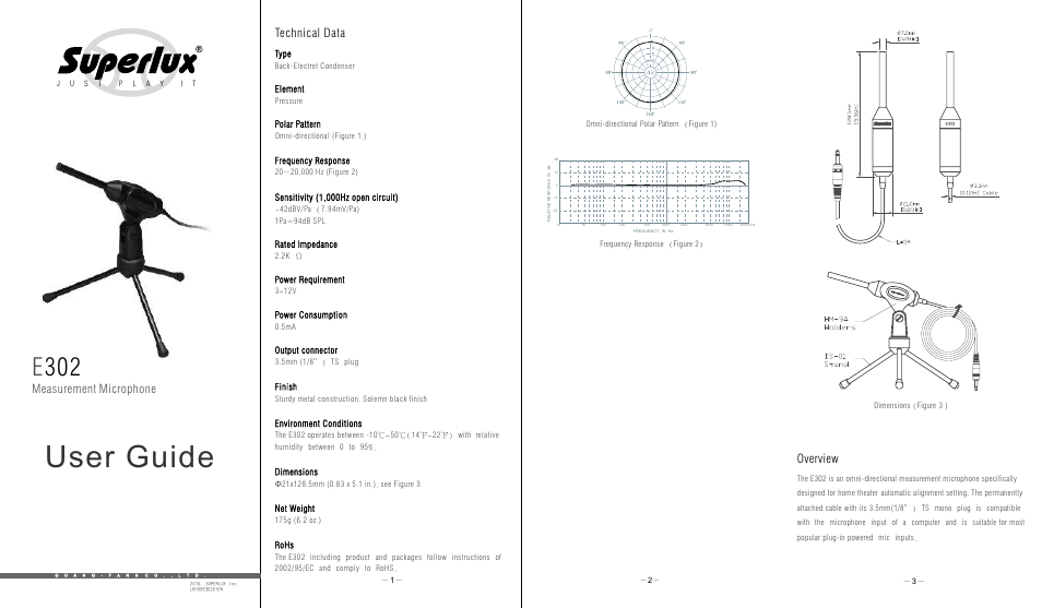 Superlux E302 User Manual | 2 pages