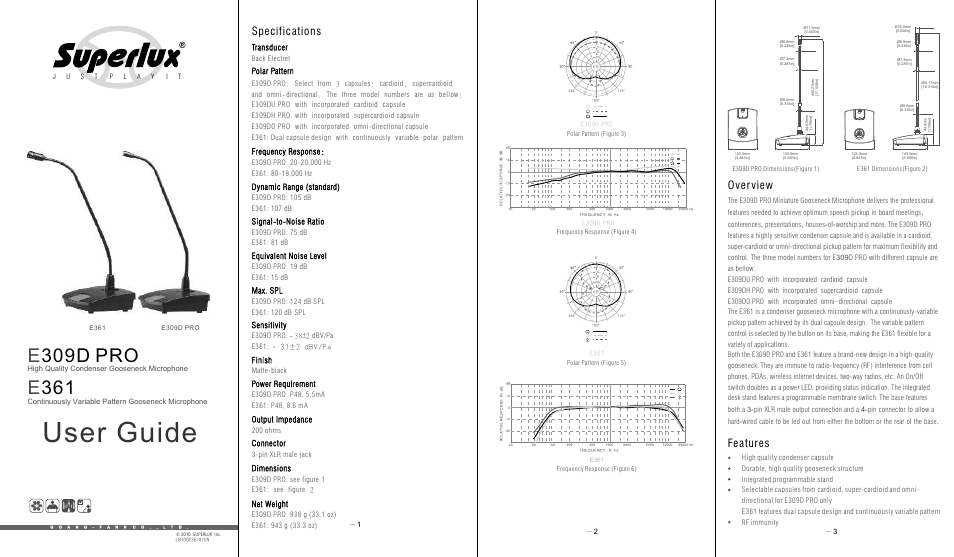 Superlux E361 User Manual | 2 pages