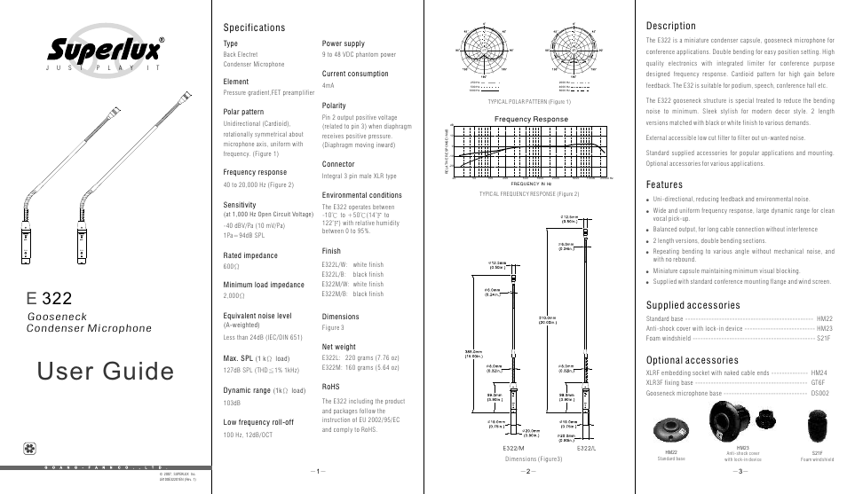 Superlux E322 User Manual | 2 pages