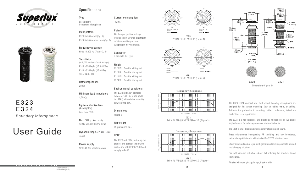 Superlux E324 User Manual | 2 pages