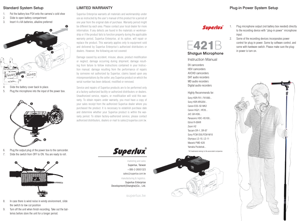 Superlux E421B User Manual | 2 pages