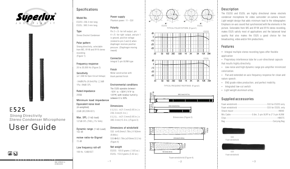 Superlux E525 S/L User Manual | 2 pages