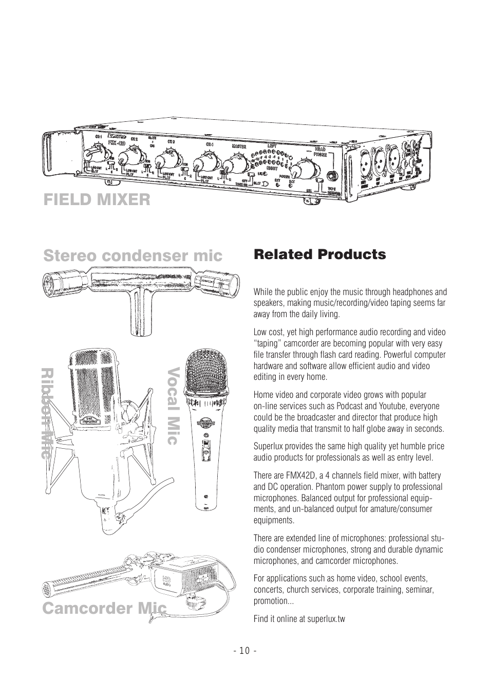 Related products | Superlux HA3D User Manual | Page 10 / 12