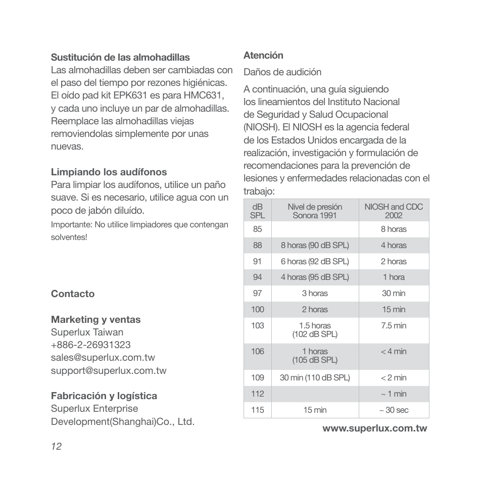 Superlux HMC631 User Manual | Page 12 / 16