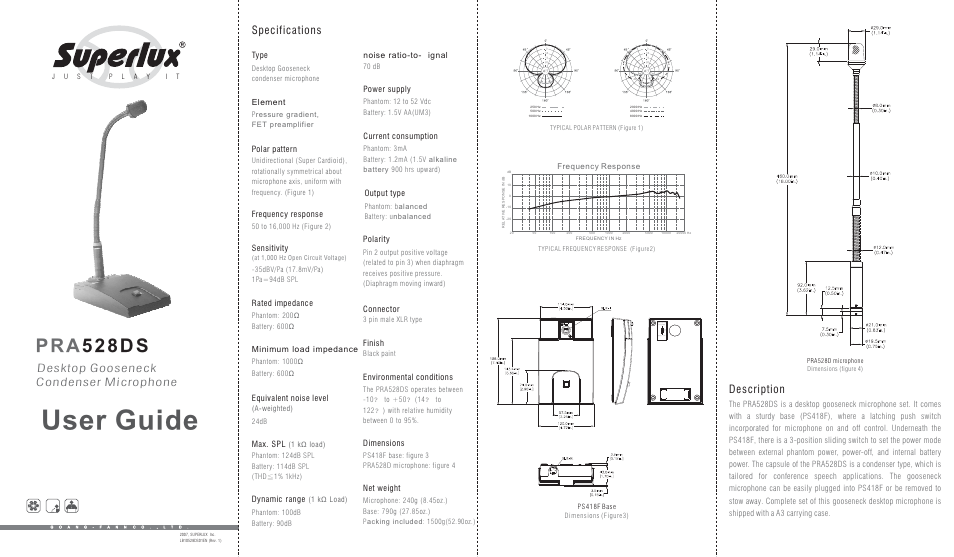 Superlux PRA528DS User Manual | 2 pages