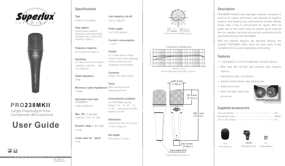 Superlux PRO238MKII User Manual | 2 pages