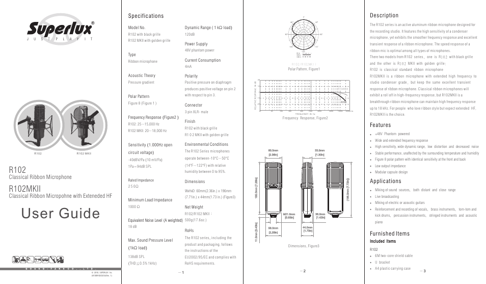 Superlux R102MKII User Manual | 2 pages