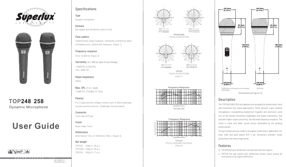 Superlux TOP258 User Manual | 2 pages