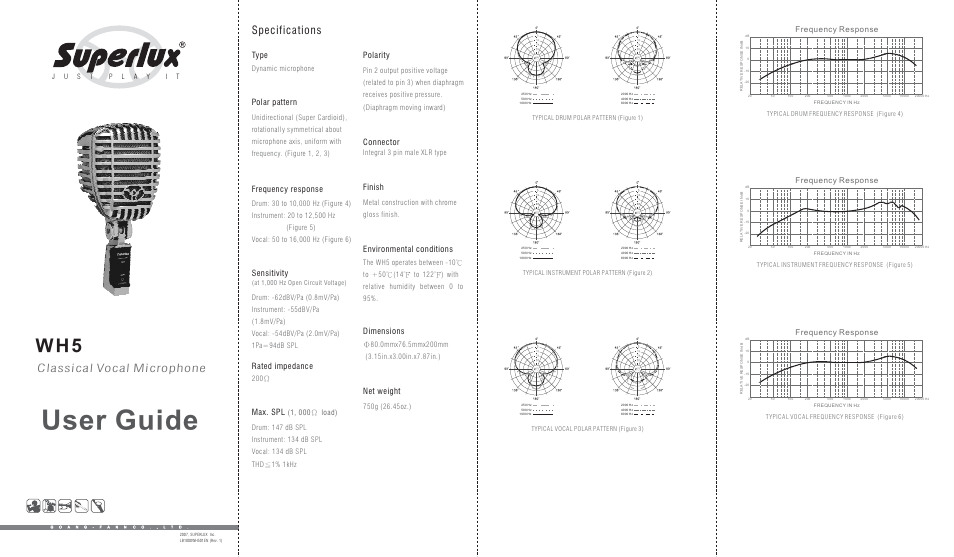 Superlux WH5 User Manual | 2 pages