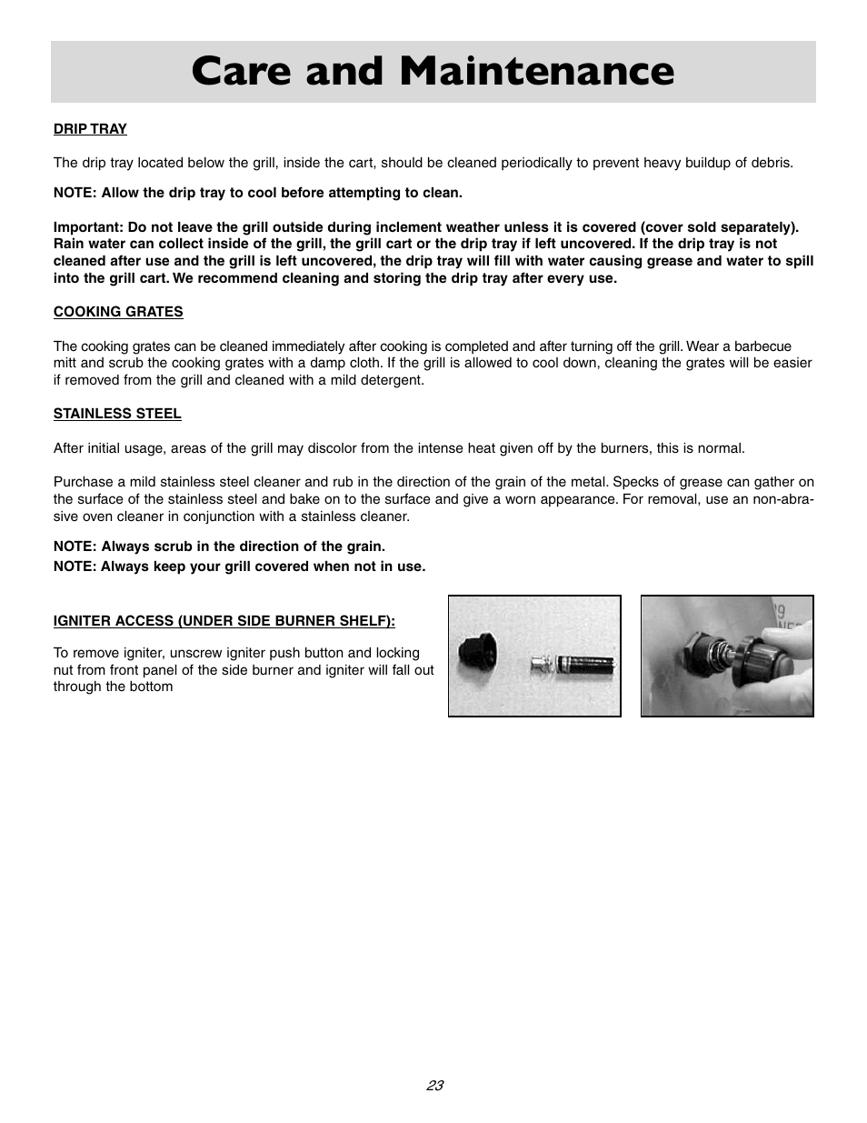 Care and maintenance | Sure Heat 2006 Amana AM30 User Manual | Page 25 / 28