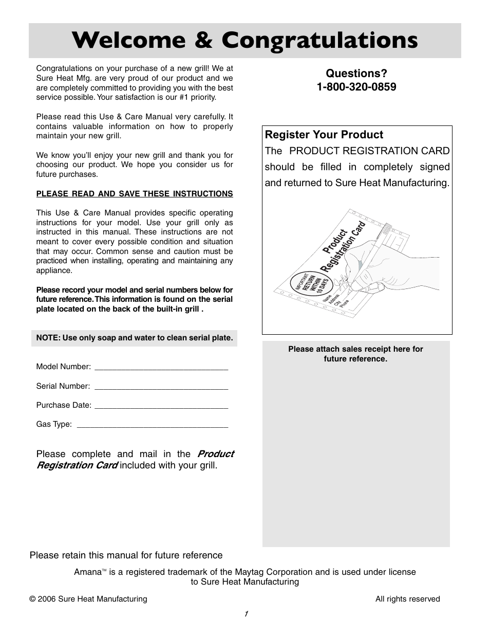 Register your product | Sure Heat 2006 Amana AM30 User Manual | Page 3 / 28