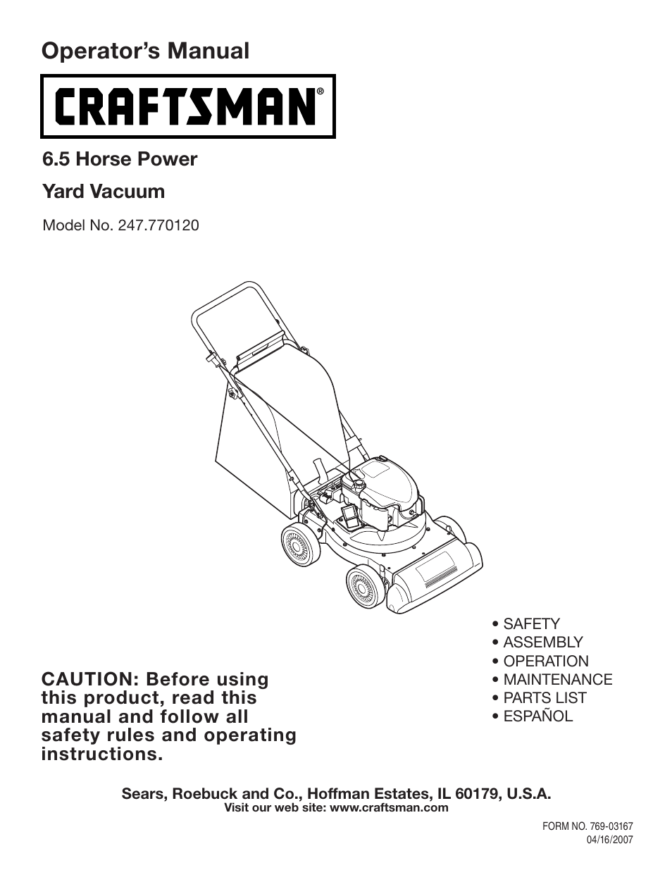 Craftsman 247.77012 User Manual | 60 pages