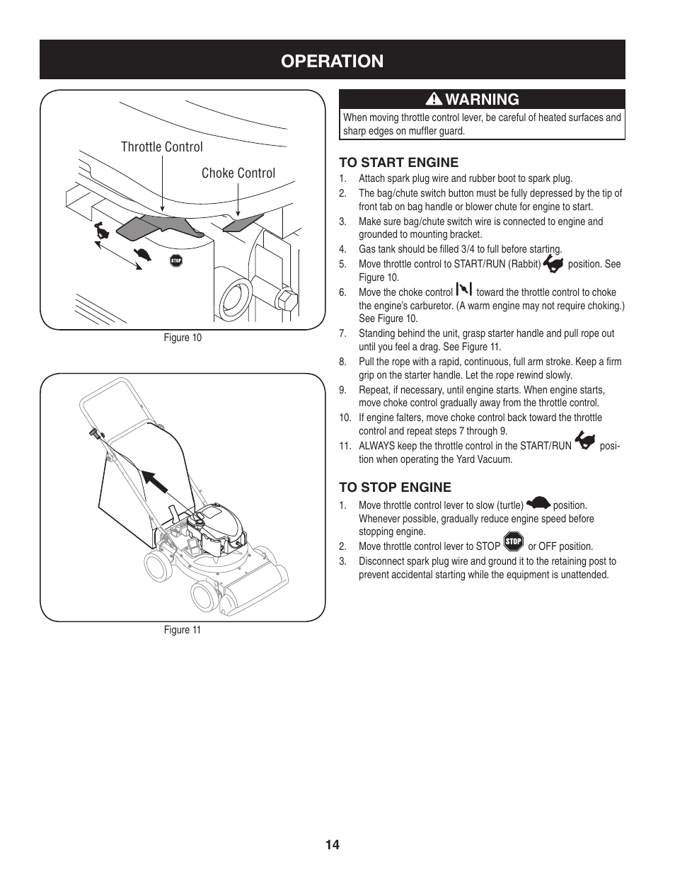 Operation, Warning | Craftsman 247.77012 User Manual | Page 14 / 60