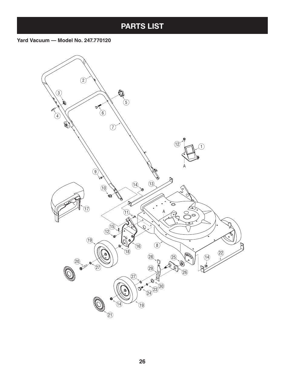 Parts list | Craftsman 247.77012 User Manual | Page 26 / 60