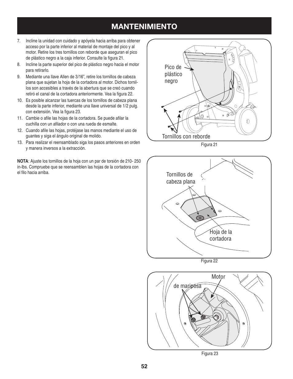 Mantenimiento | Craftsman 247.77012 User Manual | Page 52 / 60