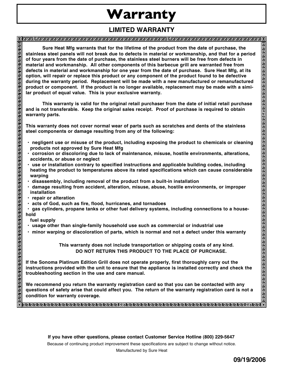 Warranty, Limited warranty | Sure Heat 2007 Amana AM30 User Manual | Page 30 / 30