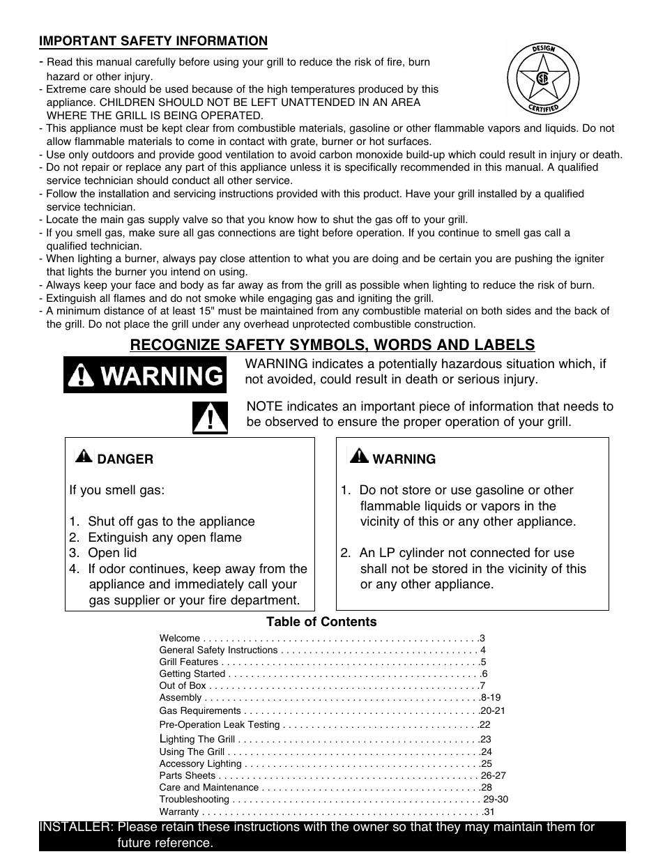 Recognize safety symbols, words and labels | Sure Heat 2007 Amana SF27 User Manual | Page 2 / 31