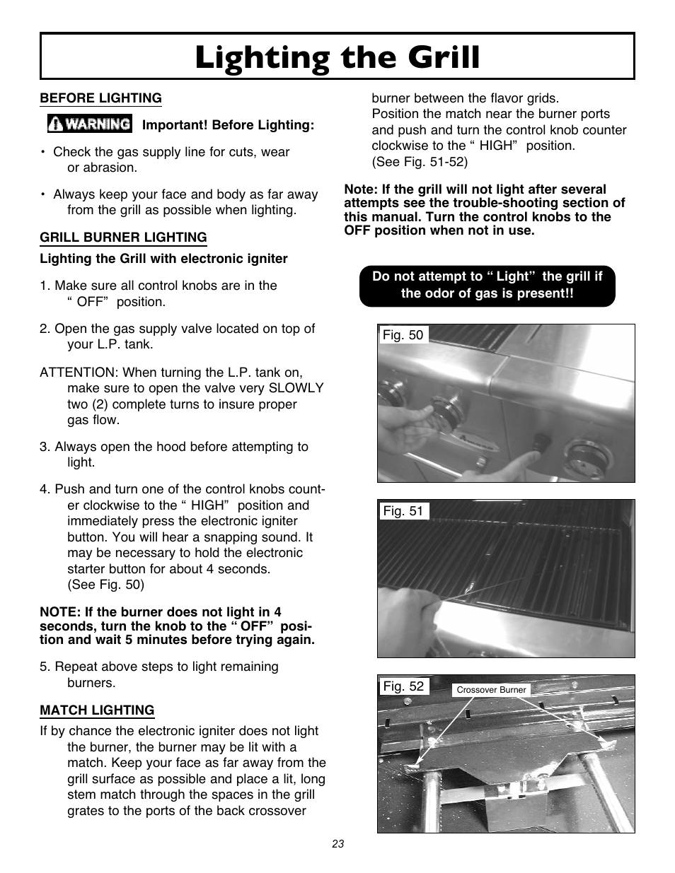 Lighting the grill | Sure Heat 2007 Amana AM33 User Manual | Page 23 / 32