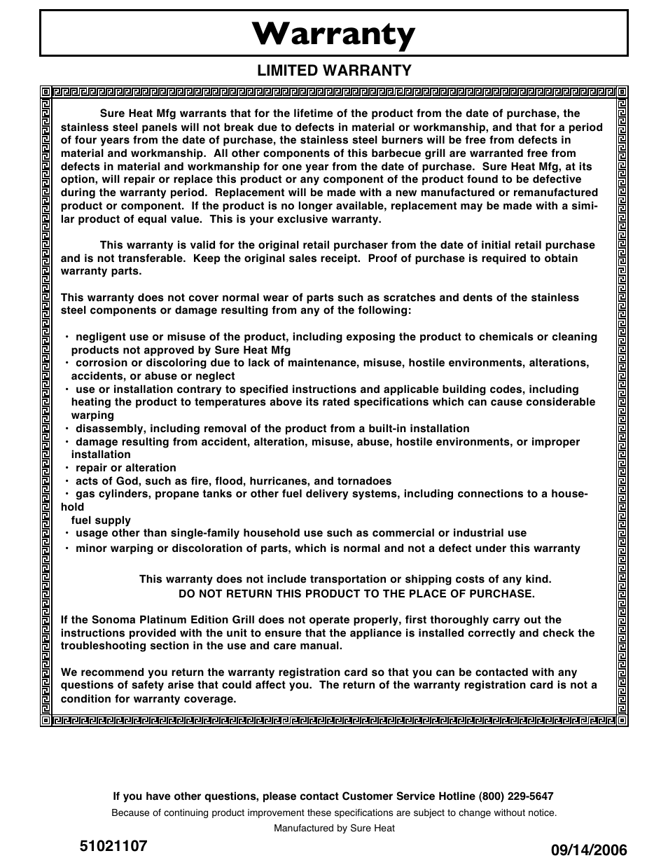 Warranty, Limited warranty | Sure Heat 2007 Amana AM33 User Manual | Page 32 / 32