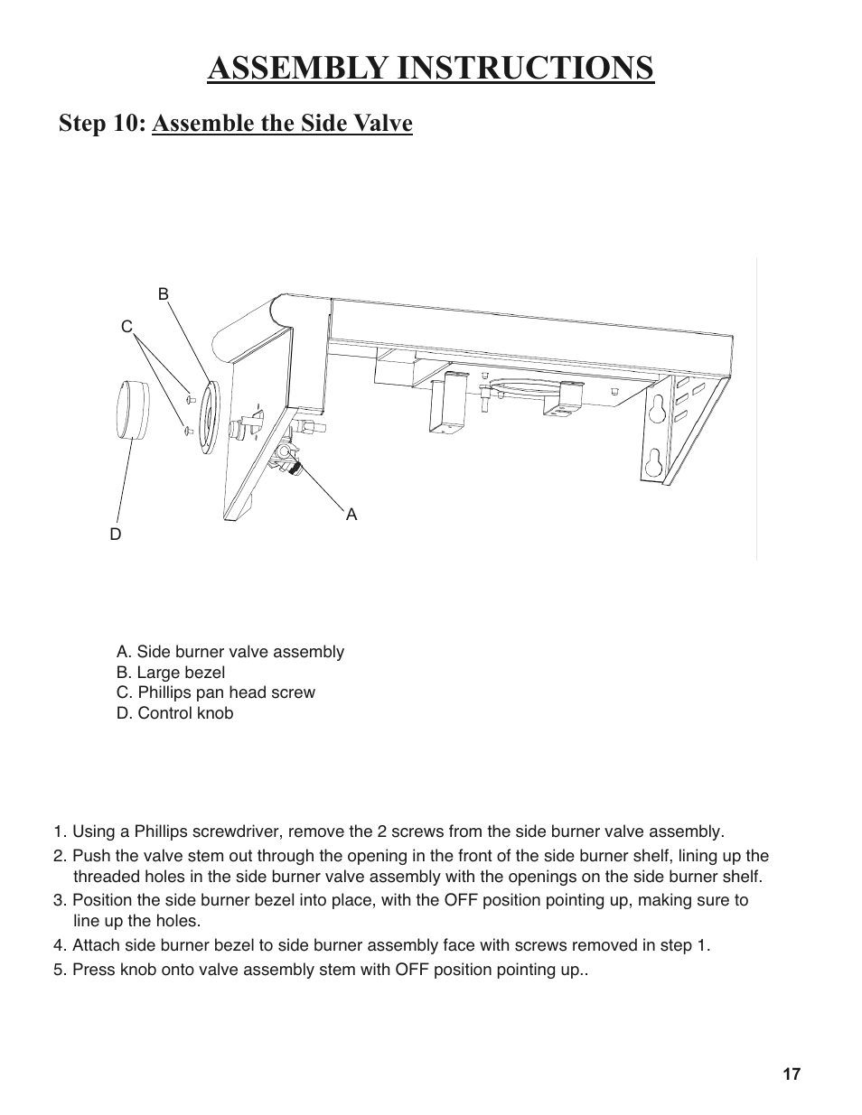 Assembly instructions, Step 10: assemble the side valve | Sure Heat 2008 Amana AM26 User Manual | Page 17 / 38