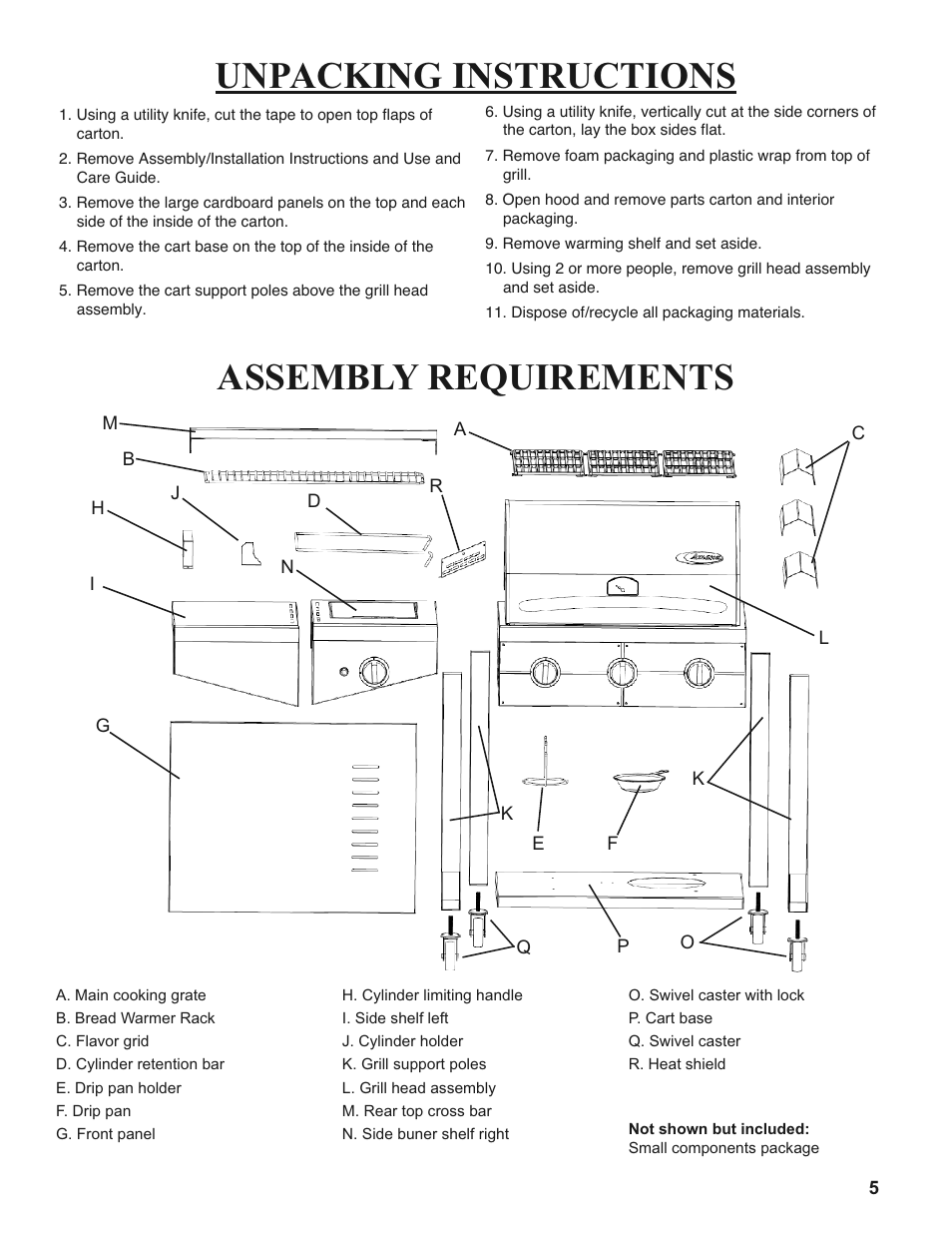 Unpacking instructions assembly requirements | Sure Heat 2008 Amana AM26 User Manual | Page 5 / 38