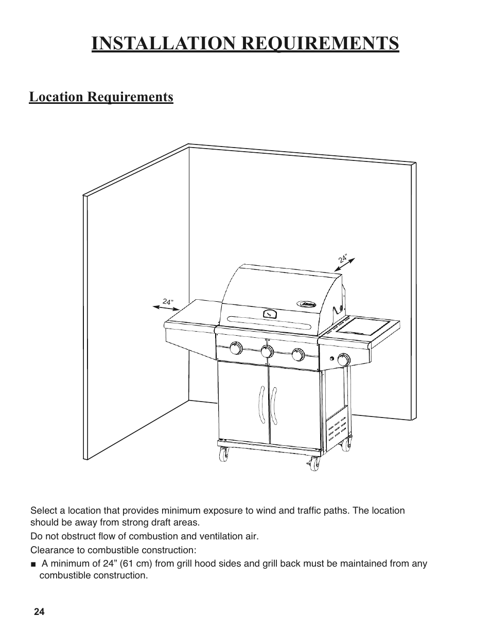 Installation requirements, Location requirements | Sure Heat 2008 Amana AM27 User Manual | Page 24 / 38