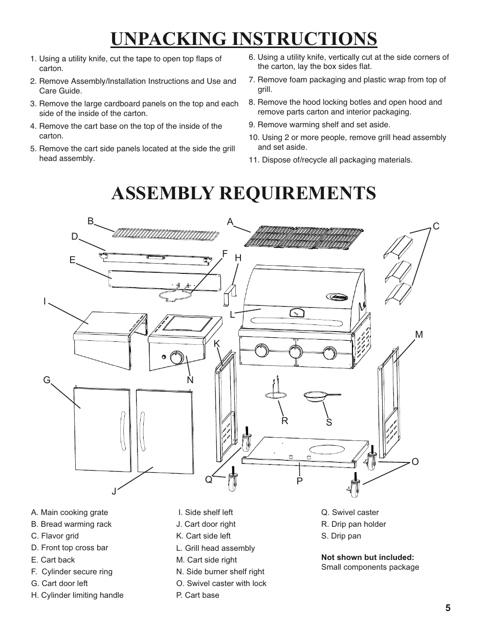 Unpacking instructions assembly requirements | Sure Heat 2008 Amana AM27 User Manual | Page 5 / 38