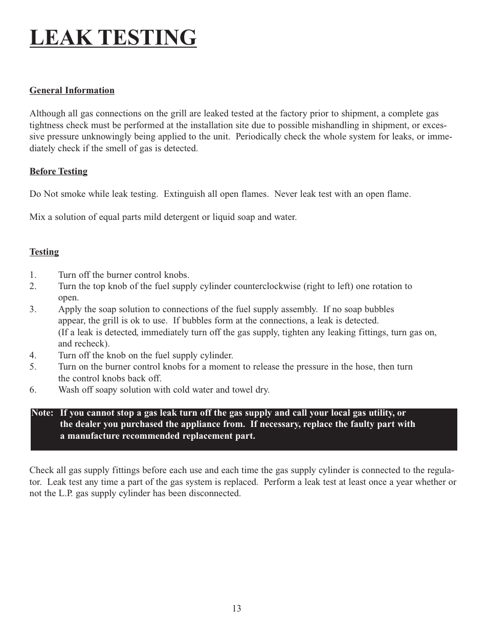 Leak testing | Sure Heat Altima 30, 38, 48 User Manual | Page 15 / 26