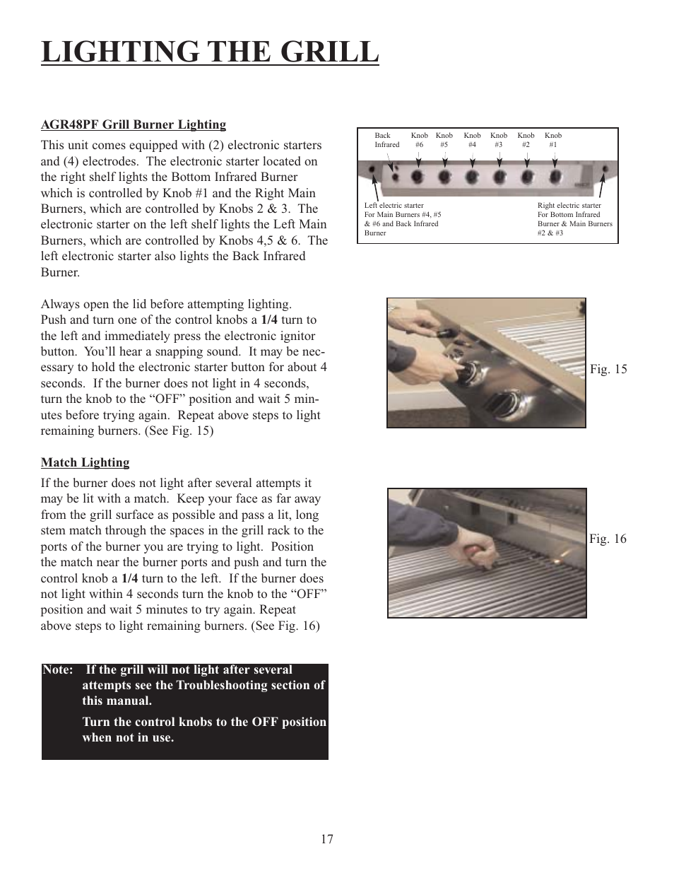 Lighting the grill | Sure Heat Altima 30, 38, 48 User Manual | Page 19 / 26