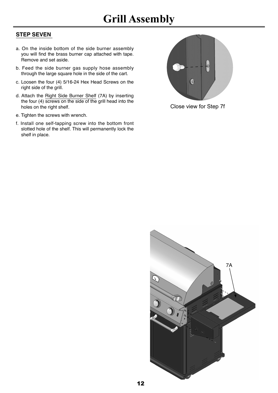 Grill assembly | Sure Heat 2008 Four Seasons FS38 User Manual | Page 12 / 31