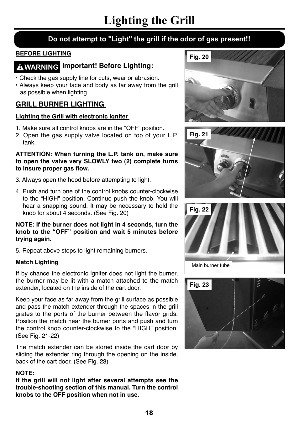 Lighting the grill | Sure Heat 2008 Four Seasons FS38 User Manual | Page 18 / 31