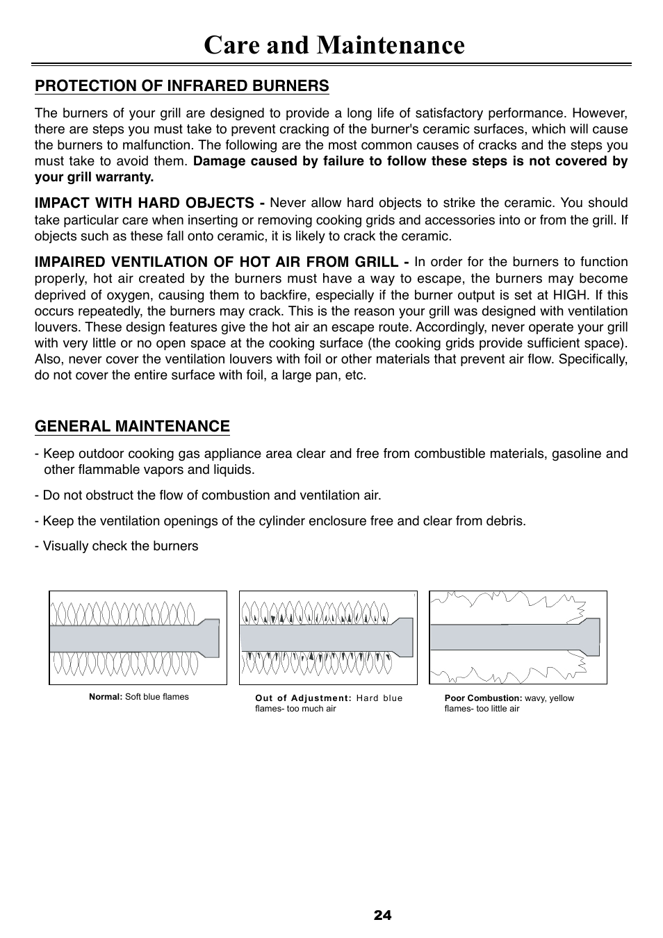 Care and maintenance | Sure Heat 2008 Four Seasons FS38 User Manual | Page 24 / 31