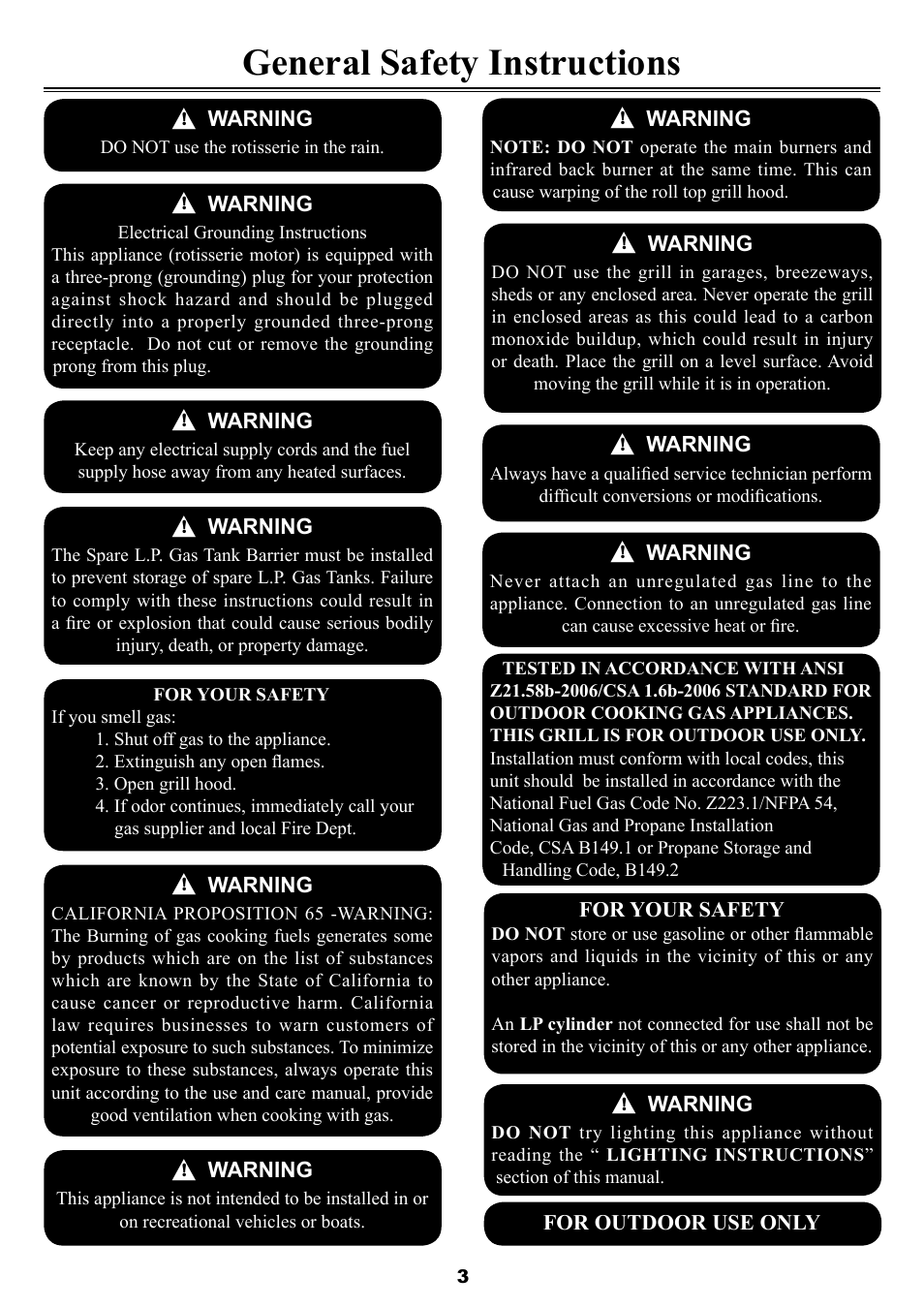 General safety instructions | Sure Heat 2008 Four Seasons FS38 User Manual | Page 3 / 31