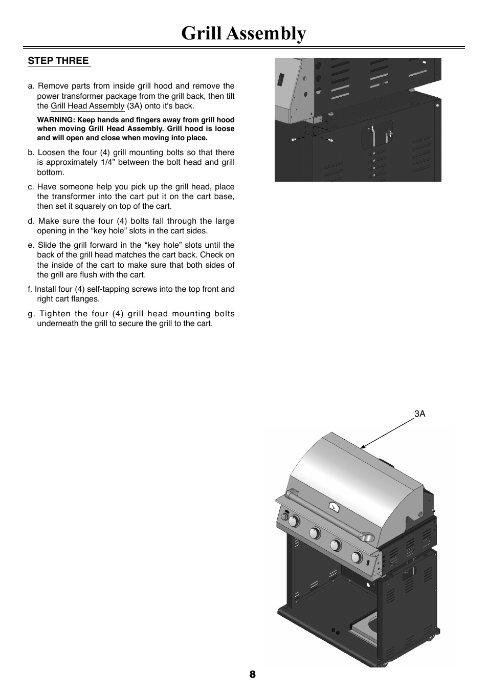 Grill assembly | Sure Heat 2008 Four Seasons FS38 User Manual | Page 8 / 31