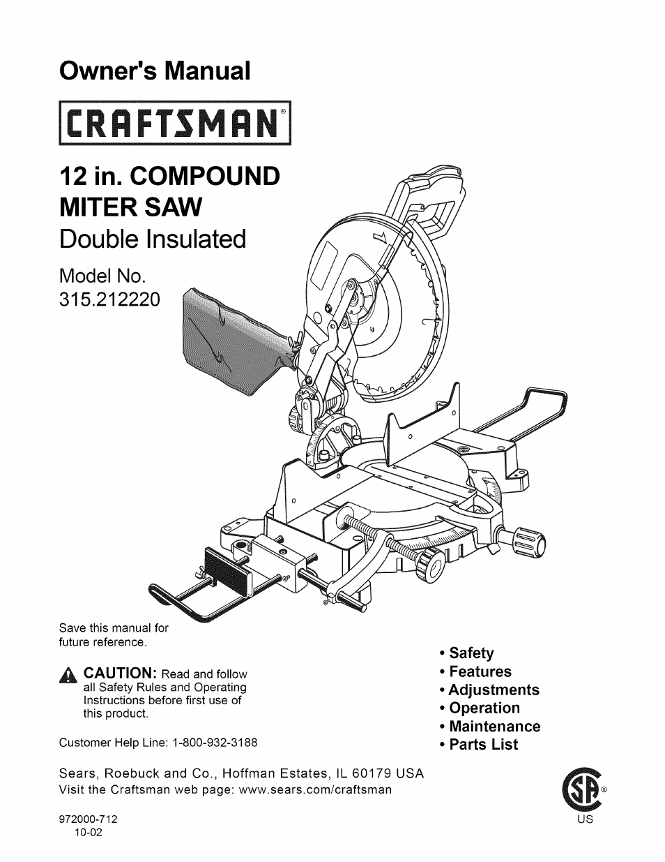 Craftsman 315.212220 User Manual | 39 pages