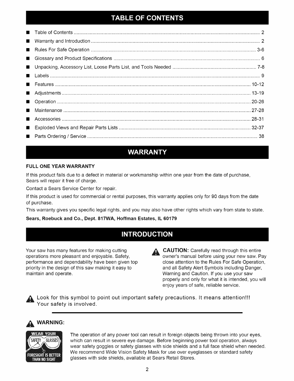 Craftsman 315.212220 User Manual | Page 2 / 39