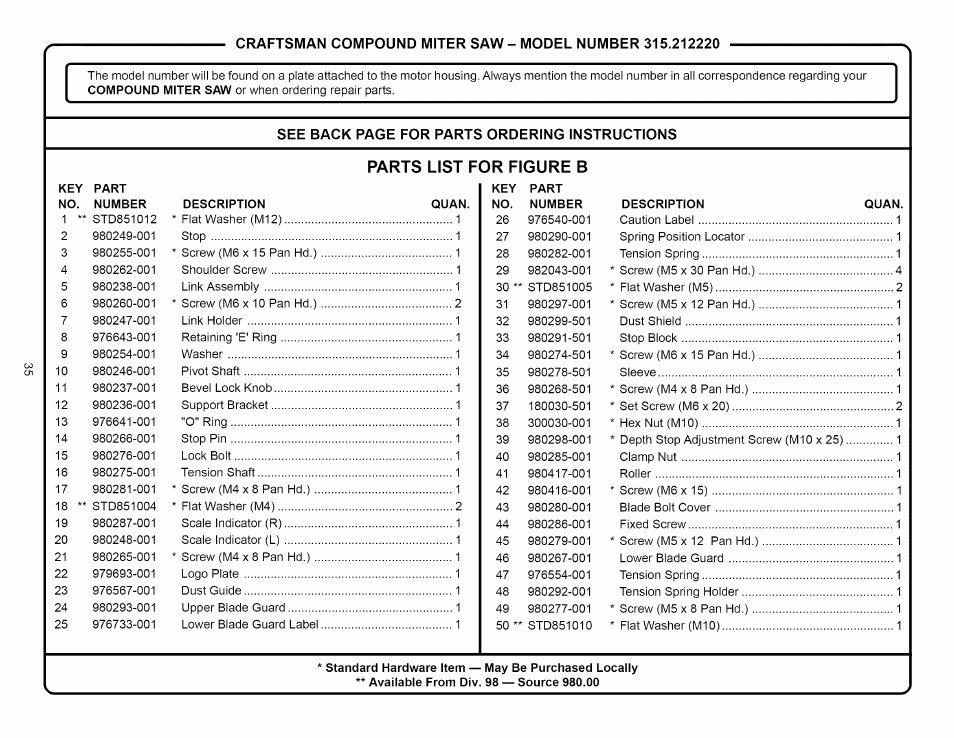 Craftsman 315.212220 User Manual | Page 35 / 39