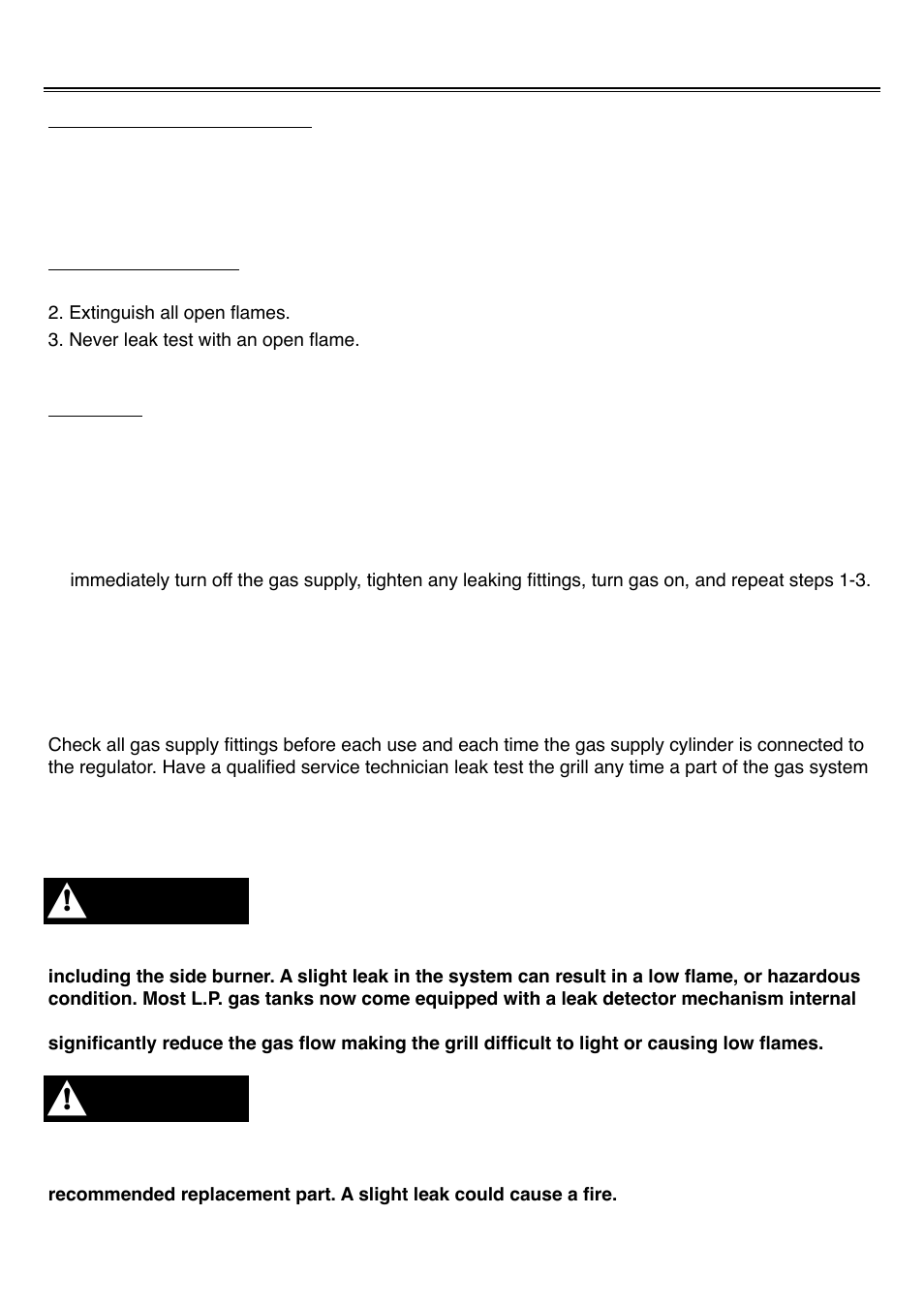 Pre operation leak testing, Warning | Sure Heat 2008 Four Seasons FSIS User Manual | Page 9 / 19