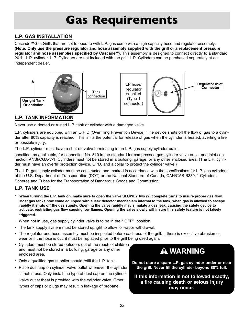 Gas requirements | Sure Heat Cascade X2000 User Manual | Page 22 / 31