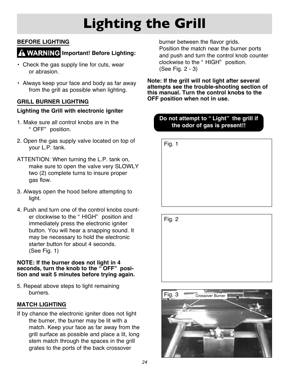 Lighting the grill | Sure Heat Cascade X2000 User Manual | Page 24 / 31