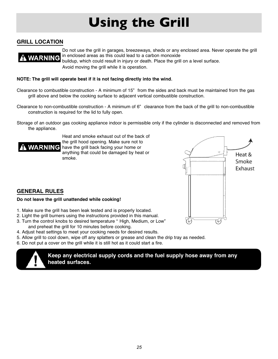 Using the grill | Sure Heat Cascade X2000 User Manual | Page 25 / 31