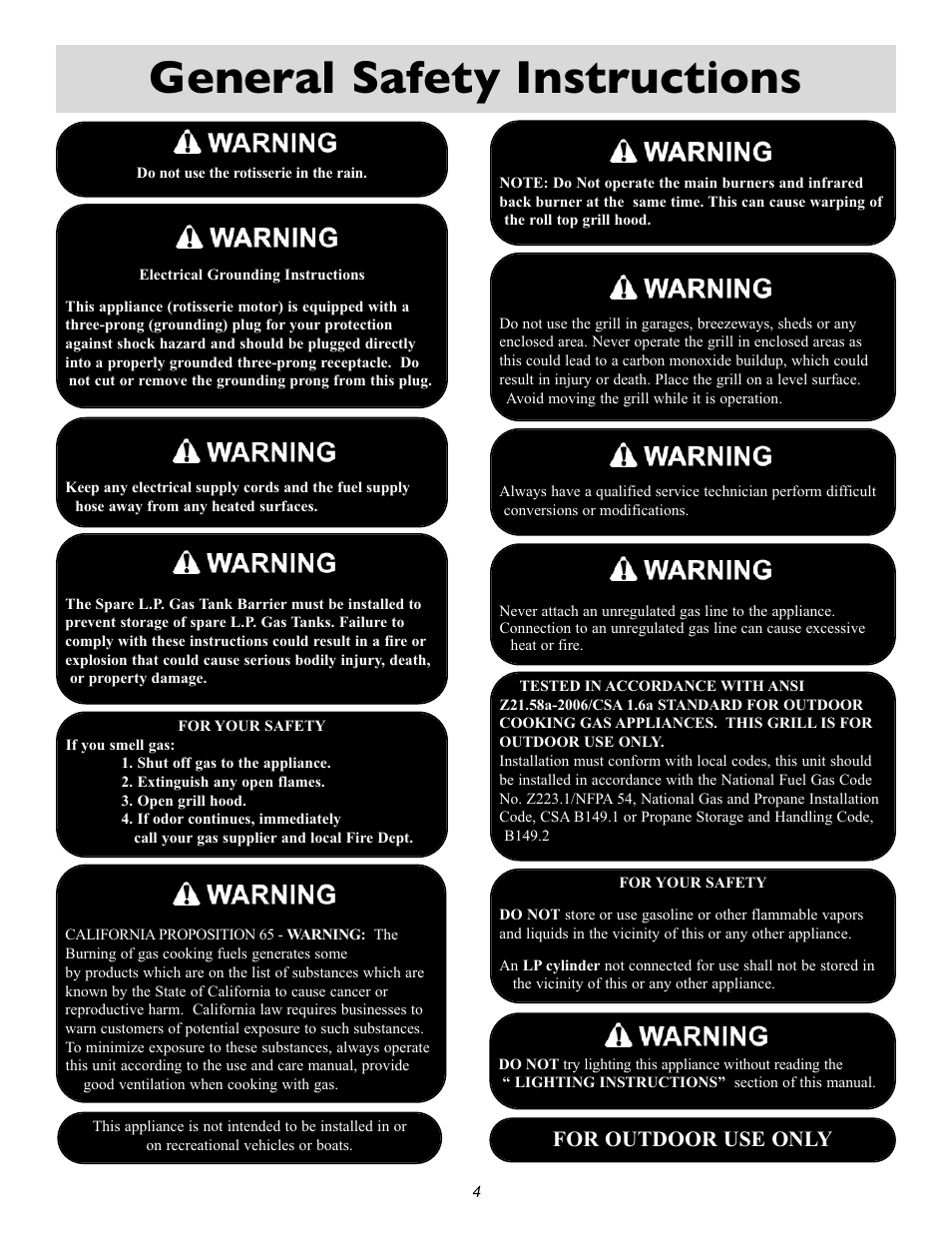 General safety instructions, For outdoor use only | Sure Heat Cascade X2000 User Manual | Page 4 / 31