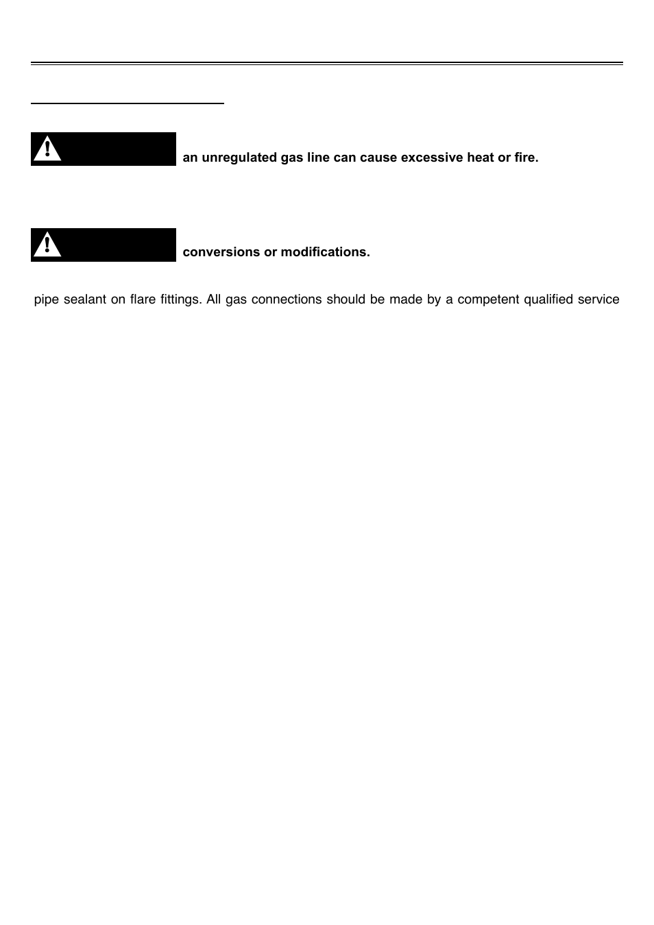 Gas requirements, Warning | Sure Heat Cascade TS29 User Manual | Page 15 / 26