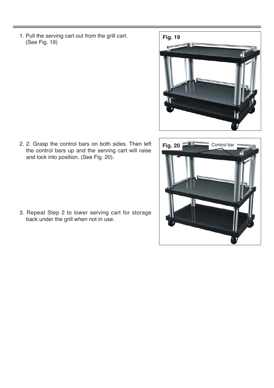 Serving cart usage | Sure Heat Tuscany CS892LP User Manual | Page 10 / 24