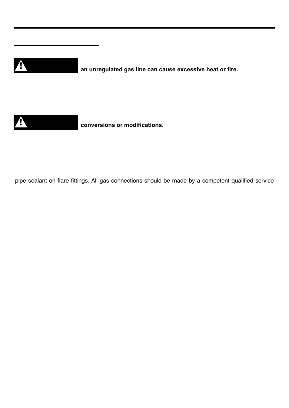 Gas requirements, Warning | Sure Heat Tuscany CS812 User Manual | Page 10 / 24