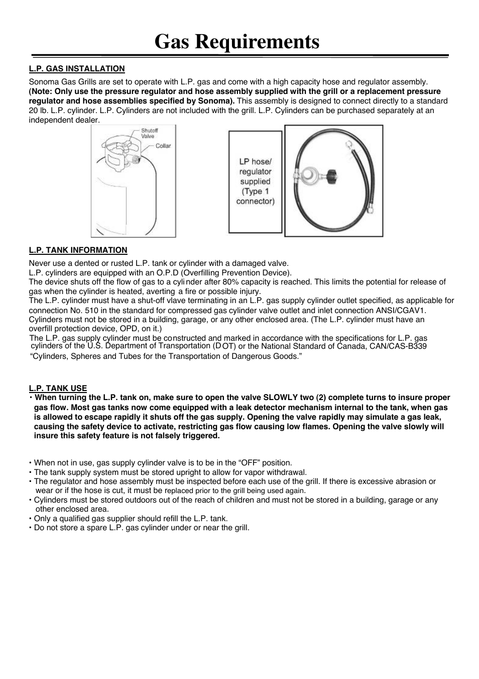 Gas requirements | Sure Heat SGR30M User Manual | Page 9 / 19